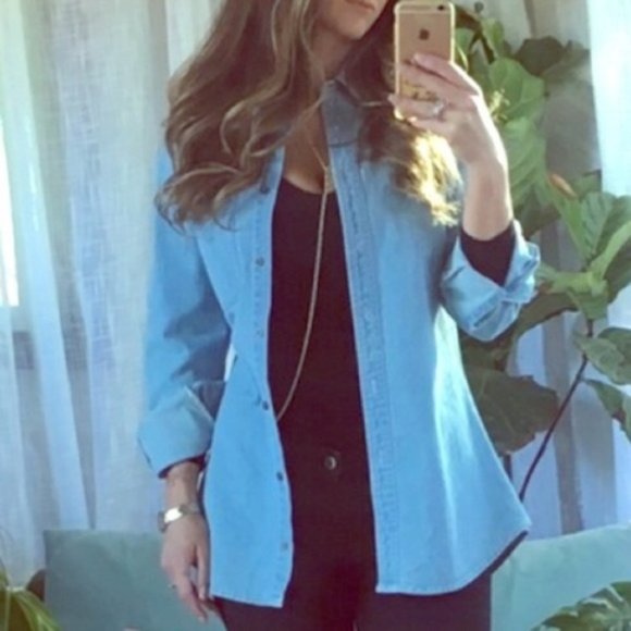 One Teaspoon Tops - One Teaspoon Vintage Denim Button Down Shirt Chambray medium Blue wash Size XS